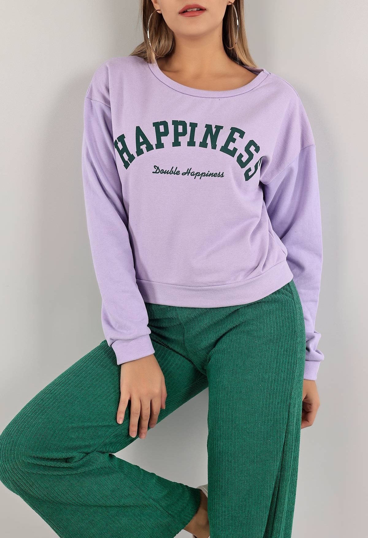 Baskılı Crop Sweat Lila - 0135.159.